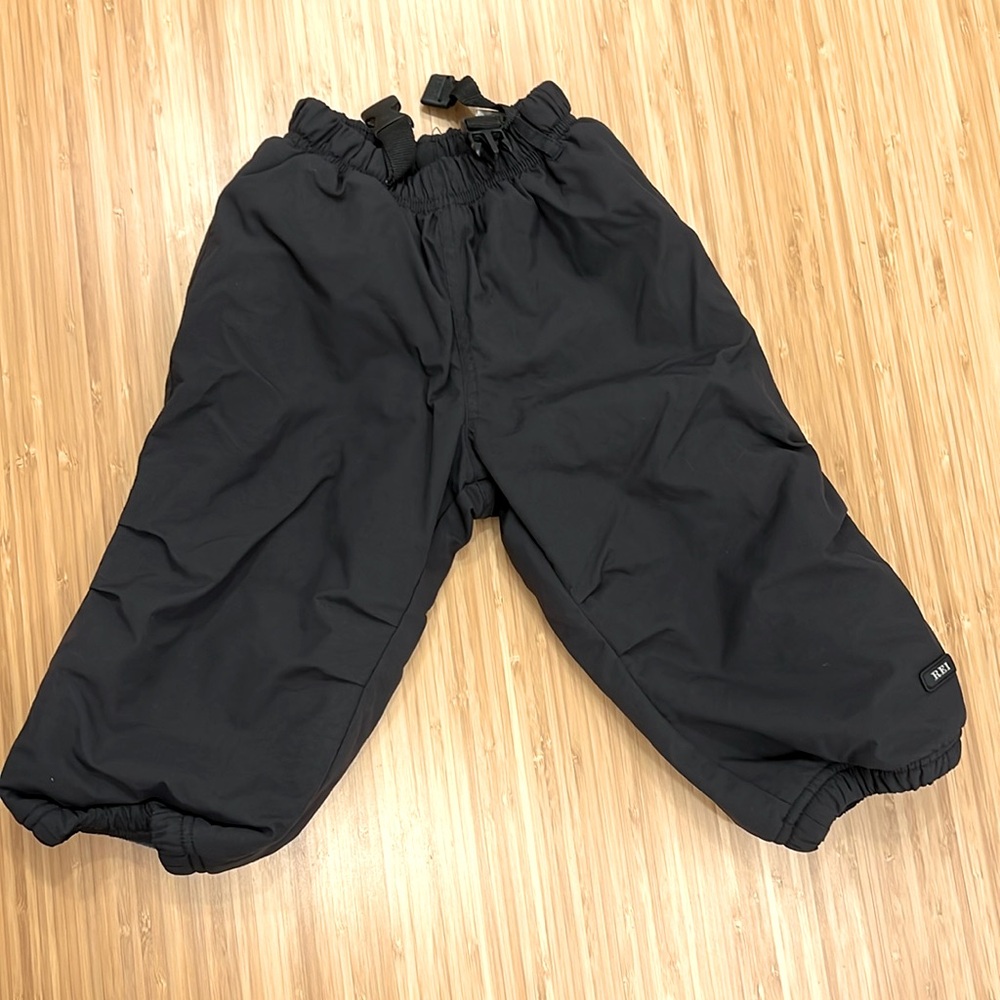 REI Toddler Tot's Snow Pants Black Elastic Waist And Ankles Size 18 Months